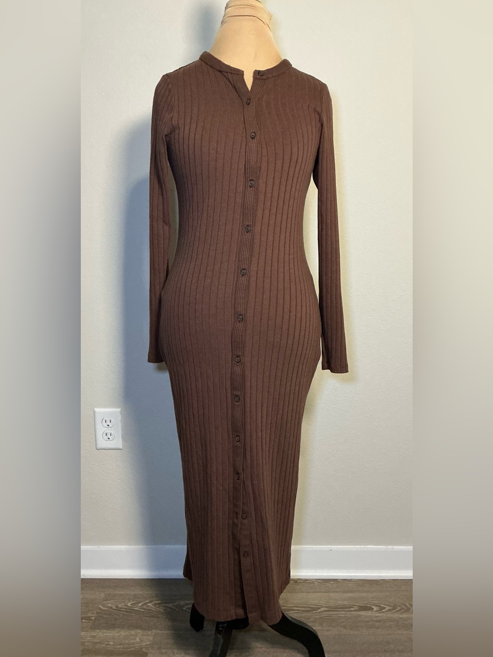 Old Navy Brown Ribbed Button-Up Top